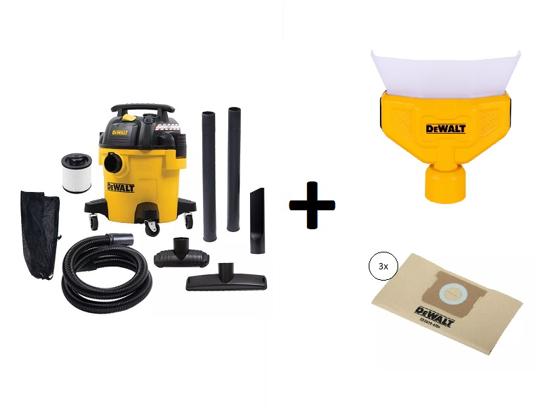 DeWALT DXV20PB Odkurzacz na mokro/sucho 20 l + worki filtrujące i odpylacz