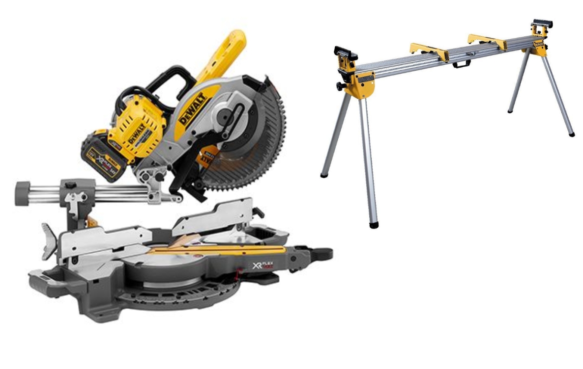DeWALT DCS727T2SET-QW XR FlexVolt 54 Volt 6.0Ah Li-Ion Piła poprzeczna i ukośna 250 mm + stojak DE7023