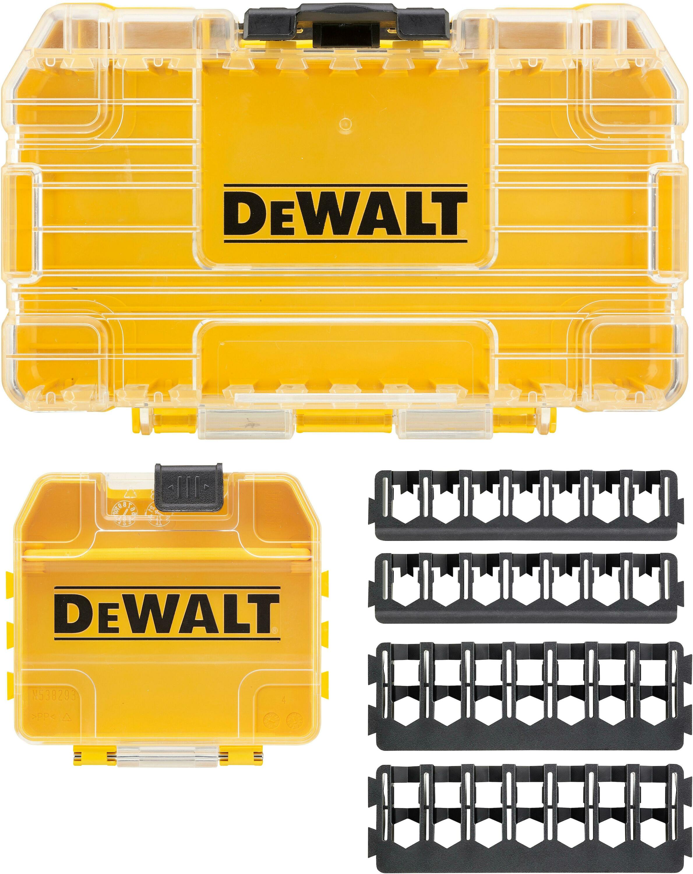 DeWALT Akcesoria DT70801-QZ TOUGH CASE rozmiar mały pusty x1 + TicTac pusty x1 + 25mm uchwyt 7-częściowy x2 + 57mm uchwyt 7-częściowy x2