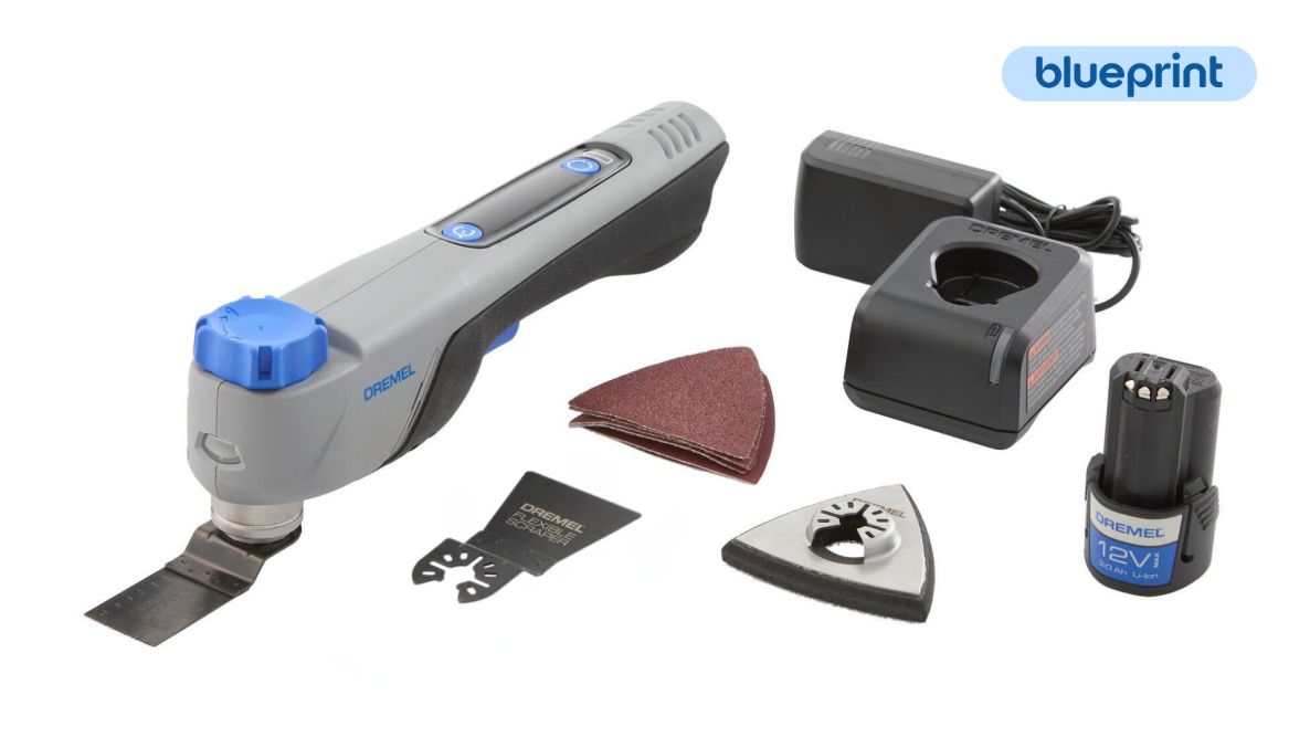 Dremel F013CM12JA Zestaw oscylacyjnych narzędzi wielofunkcyjnych BluePrint CM12 12V 1x akumulator 12V 2.0Ah i szybka ładowarka