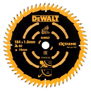 DeWALT Akcesoria DT1670-QZ Piła tarczowa DT1670 HM 184 x 16 x 60T do drewna/MDF
