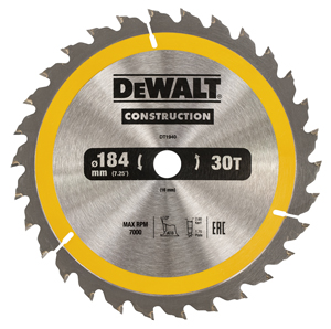 DeWALT Akcesoria DT1940-QZ Tarcza pilarska 184 x 16 mm 30T ATB 10°