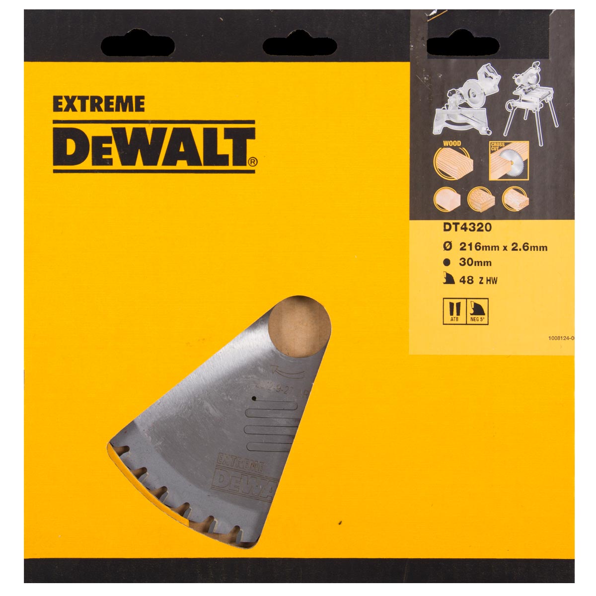DeWALT Akcesoria DT4320-QZ Brzeszczot DT4320 HM 216 x 30 x 48T z zębem naprzemiennym, ujemny 5°