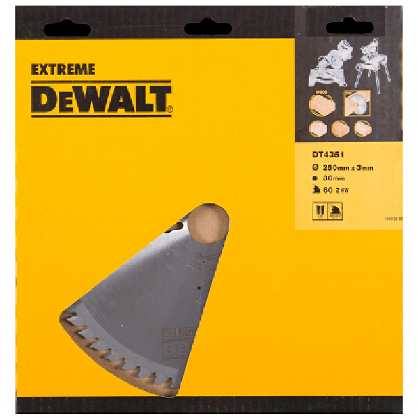 DeWALT Akcesoria DT4351-QZ DT4351 Brzeszczot HM 250 x 30 x 60T z zębem naprzemiennym, dodatni 10°