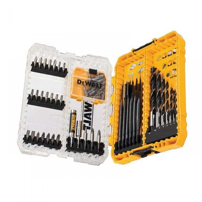 DeWALT Akcesoria DT70758-QZ 57-częściowy zestaw wierteł z końcówkami Brad Point i Extreme Flatwood