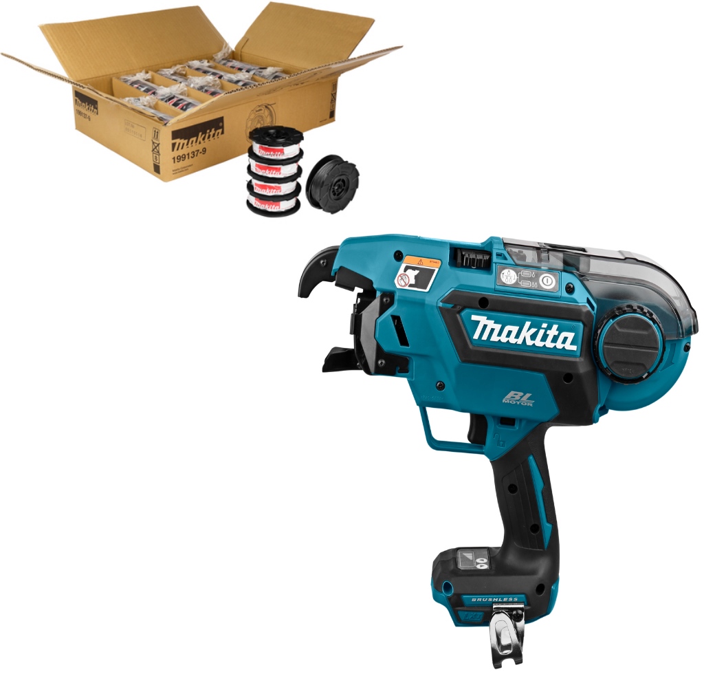 Makita DTR180ZJSET1 Makita ZESTAW CZĘŚĆ 1 - 36 pudełek drutu do oplotu 199137-9 + Oplatarka akumulatorowa DTR180ZJ 14,4 - 18 V bez akumulatorów i ładowarki + 5 lat gwarancji sprzedawcy!