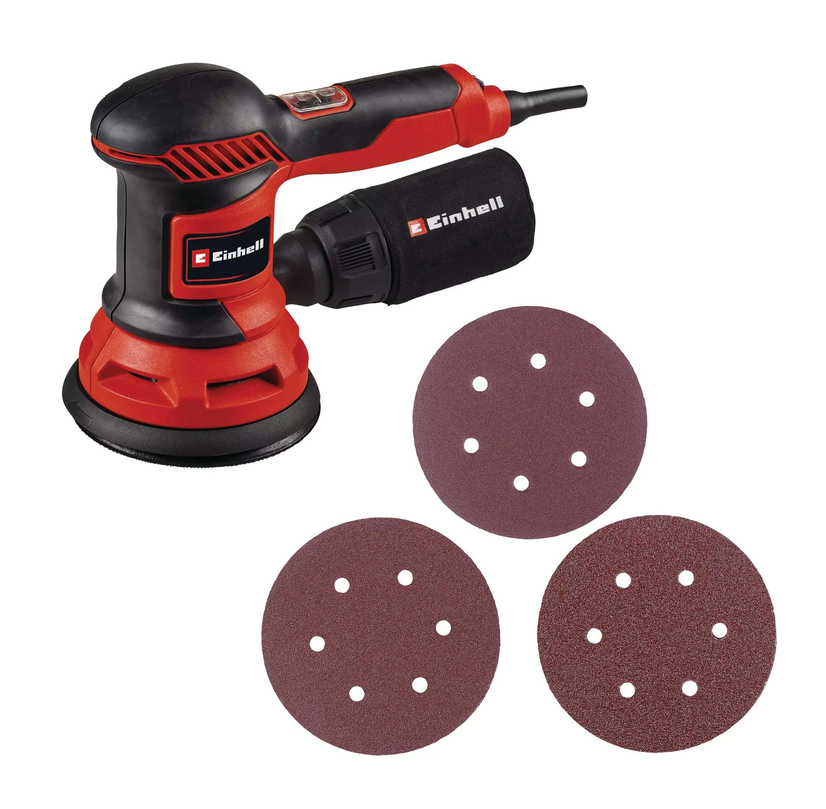 Einhell 4462005 TC-RS 425 Szlifierka mimośrodowa 125 mm + 3-częściowy zestaw papier&oacute;w ściernych K60, K80, K120