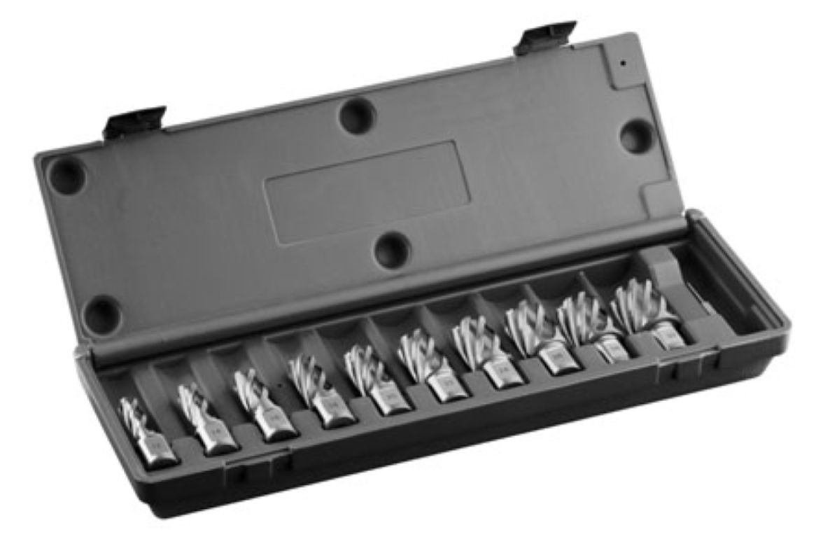 Euroboor 30521211031004 HCS.KIT/10 Zestaw wierteł rdzeniowych, HSS, DoC 30 mm, Dmin 12 mm, Dmax 30 mm