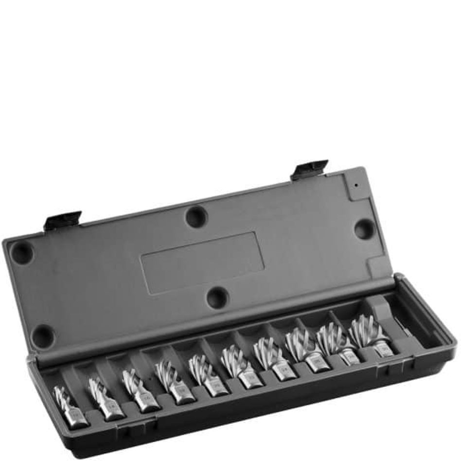 Euroboor 30521211034004 HSS.KIT/10S-M2 Zestaw wierteł rdzeniowych, HSS, DoC 30 mm, Dmin 14 mm, Dmax 26 mm