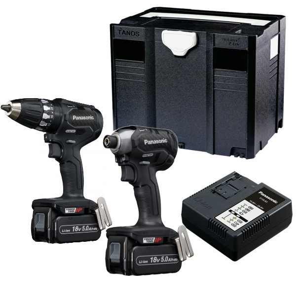 Panasonic EYC231LJ2G Combo Set Akumulatorowa wiertarka EY74A3 i klucz udarowy EY76A1 18 Volt 5.0 Ah Li-ion w systainerze