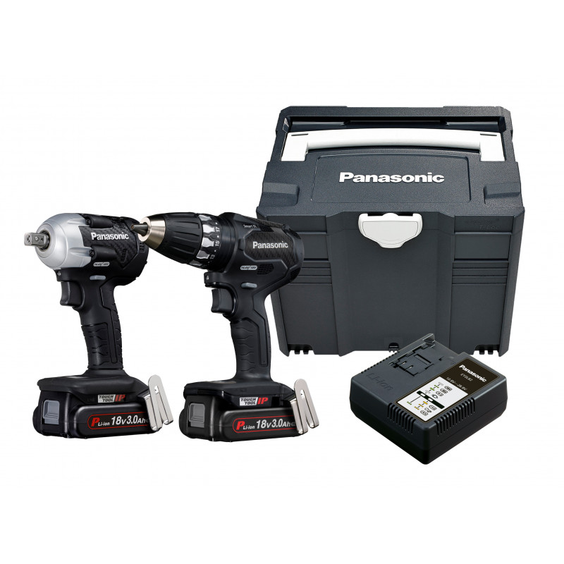Panasonic EYC232PN2G Zestaw kombi  Akumulatorowa wiertarka EY74A3 i klucz udarowy EY75A8 18 Volt 3.0 Ah Li-ion w systainerze