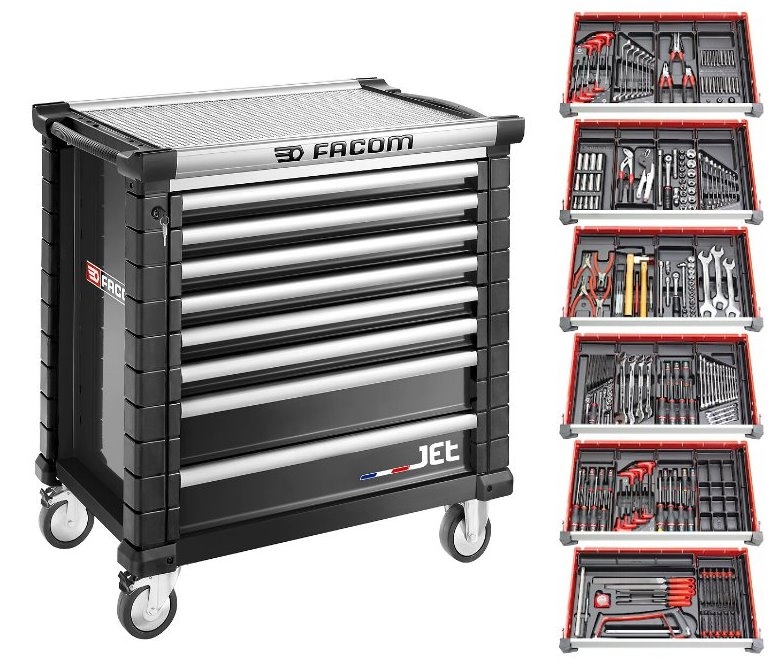 Facom JETCM215GBNL Wózek narzędziowy wypełniony 215-częściowy czarny