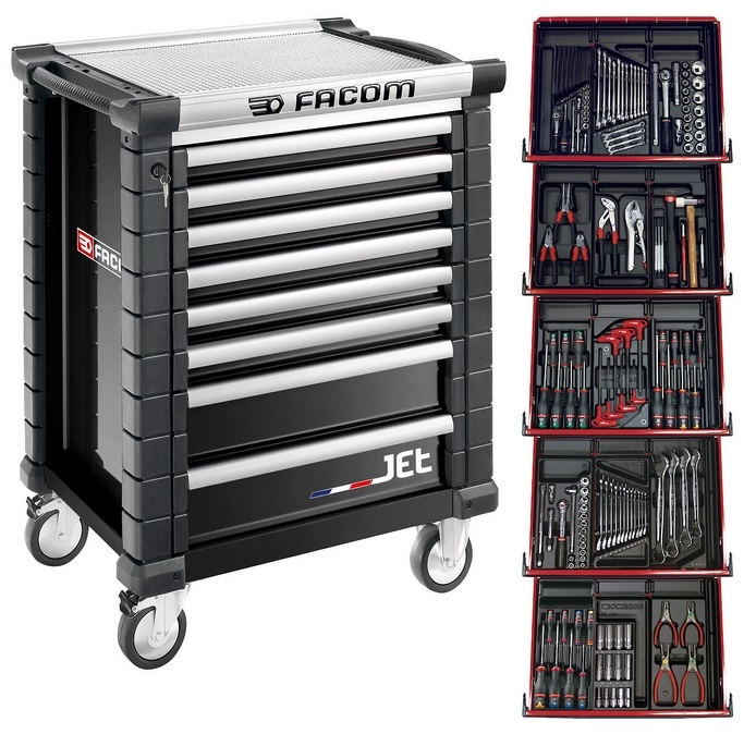 Facom JETCM175GBNL Wózek narzędziowy wypełniony czarny