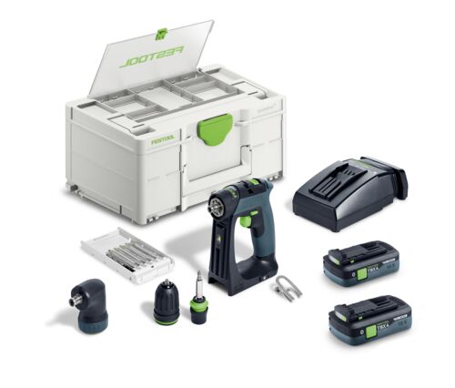 Festool 579354 CXS 18 TBX4,0 I-Set &ndash; akumulatorowa wiertarko-wkrętarka z 2 akumulatorami 18 V 4,0 Ah i szybką ładowarką w zestawie Systainer