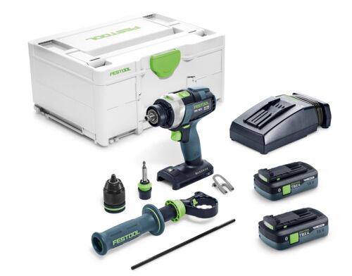Festool 579371 Wiertarko-wkrętarki akumulatorowe TPC 18/4 TBX4,0 I-Plus z 2 akumulatorami 18 V 4,0 Ah i szybką ładowarką w zestawie Systainer