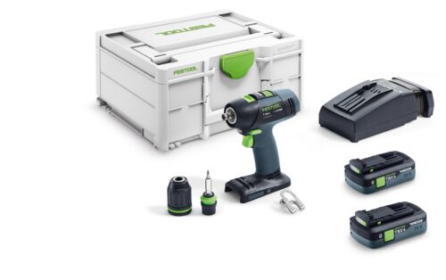 Festool 579370 Wiertarko-wkrętarka akumulatorowa T 18+3 TBX 4,0 I-Plus z 2 akumulatorami 18 V 4,0 Ah i szybką ładowarką w zestawie Systainer