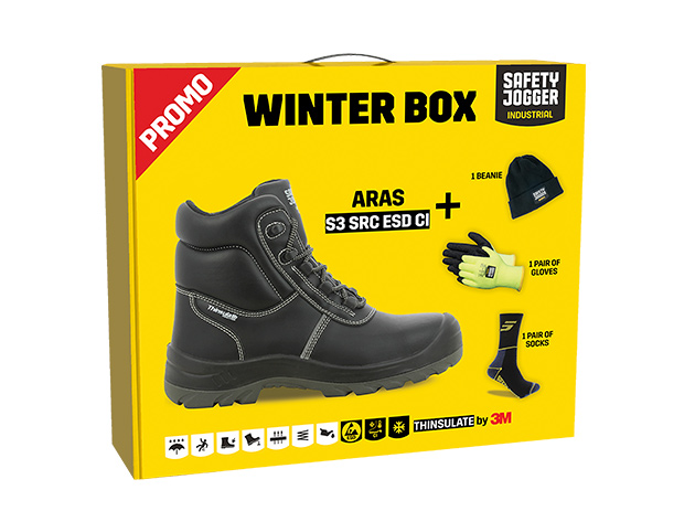 Safety Jogger PROMOARAS Winter box ARAS High obuwie ochronne, czapka, rękawice i skarpety