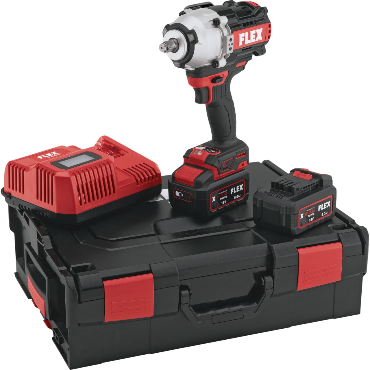 Flex-tools 532065 IW 1/2" 1500 18-EC/5.0 Set Wkrętarka udarowa Accu 18 V 2x5,0 Ah w walizce