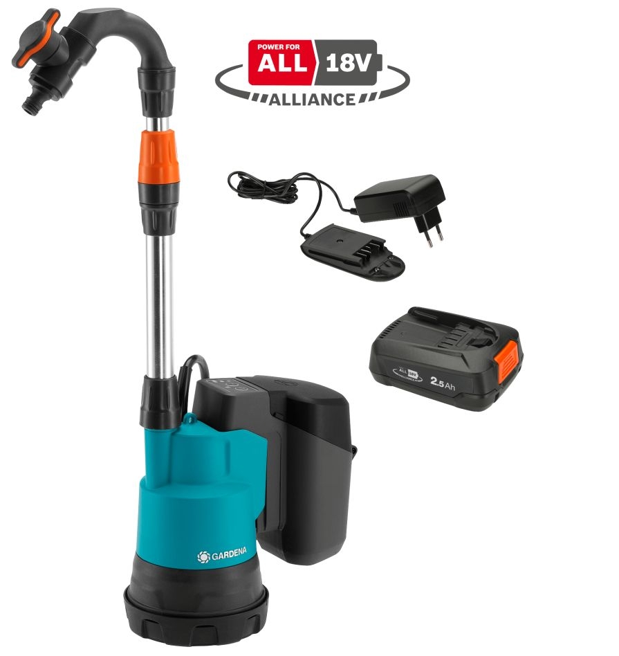 Gardena 14602-20 Pompa do zbiorników wody deszczowej 2000/2 18V P4A set