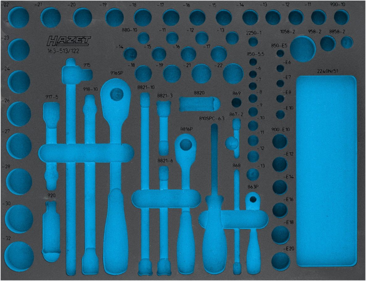 Hazet 163-513L Dwuskładnikowa warstwa miękkiej pianki o wymiarach 519 mm x 392 mm