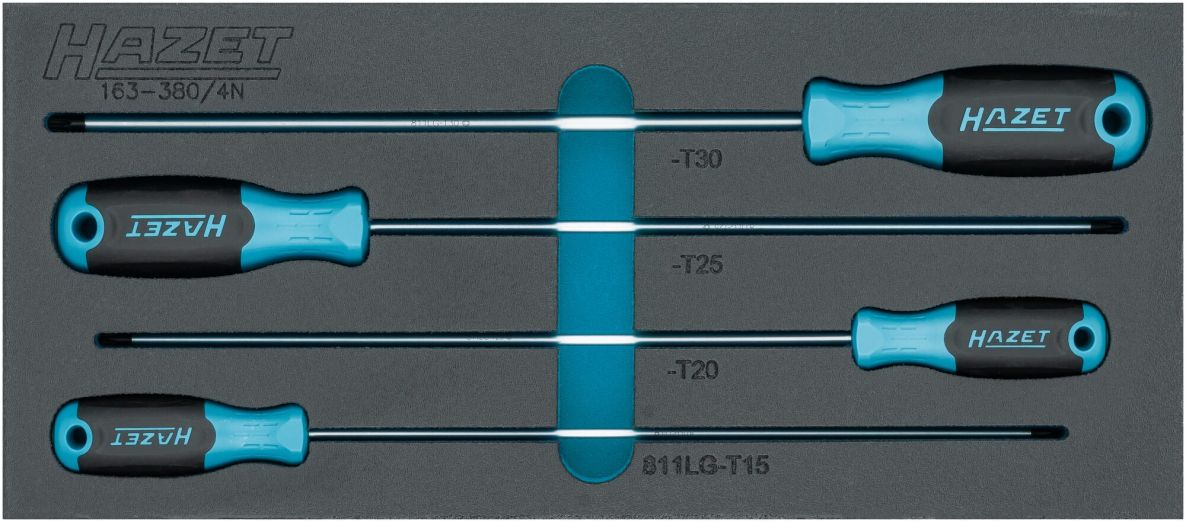Hazet 163-380/4N Zestaw śrubokręt&oacute;w TORX&reg; z profilem wewnętrznym TORX&reg;, 4-częściowy