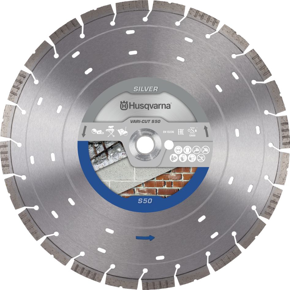 Husqvarna 534972410 Tarcza diamentowa płaska Vari-Cut S50 Turbo do pracy na mokro/sucho do betonu/cegły 300x25,4/20,0 mm