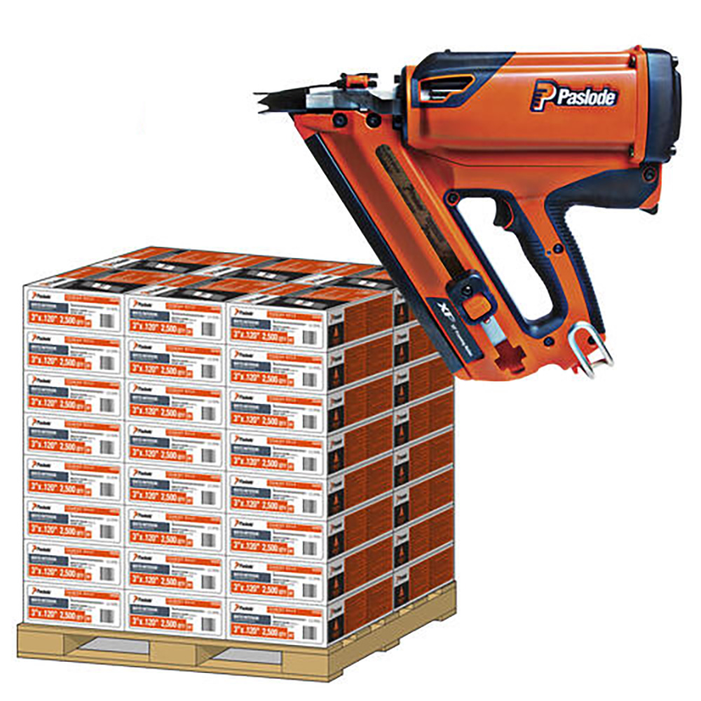 Paslode IM90SET2 Impulse IM90XI młotek śrutowy 50-90 mm + 50 pudełek gwoździ 3,1 x 90 gładkich RounDrive + gaz
