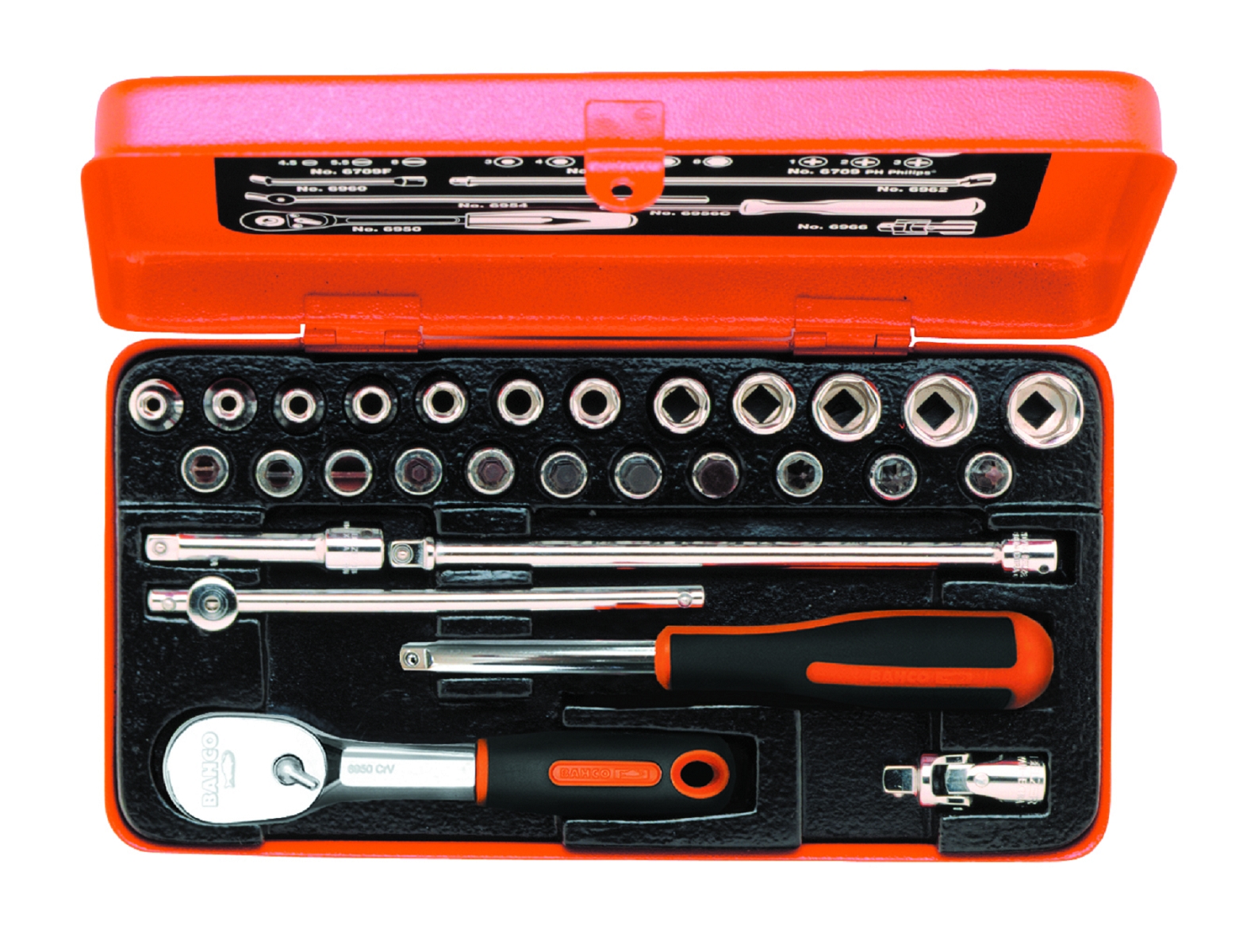 Bahco 6715GJ Zestaw kluczy nasadowych 1/4" Metric 4-13 mm 29-częściowy
