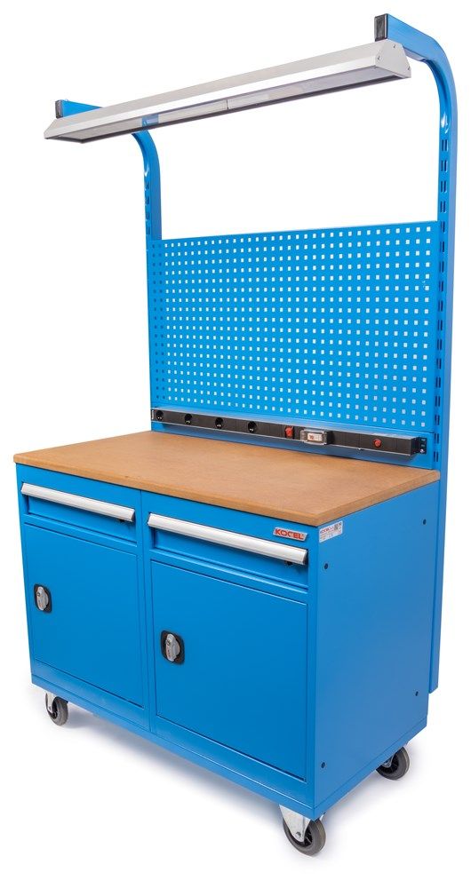 Huvema K8053 Mobilny stół warsztatowy ze ścianką na narzędzia z blatem z 25 mm MDF