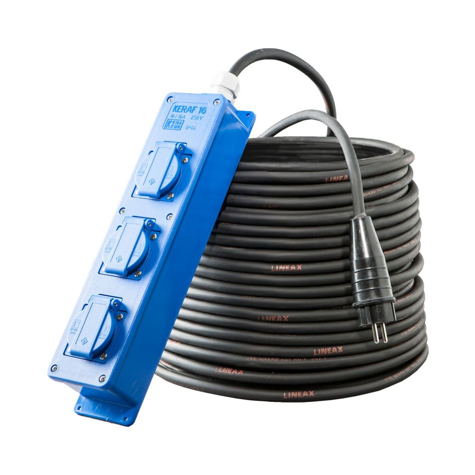 Keraf 119464 Przedłużacz 3 m H07RN-F 3G2,5 z uziemieniem 3-stykowym