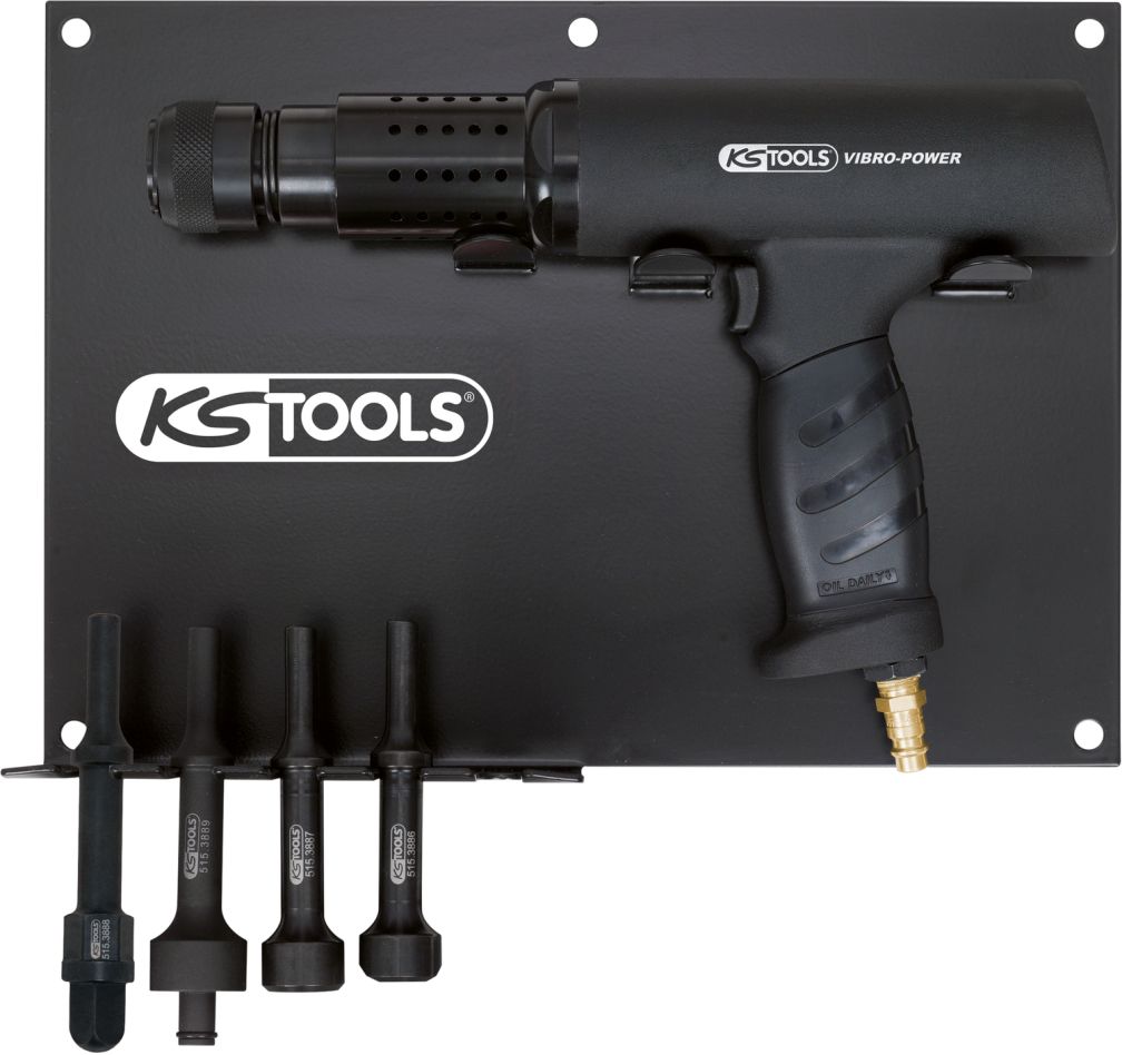 KS Tools 515.3880 Zestaw dłut/młotów pneumatycznych Vibro-Power, 6-częściowy + uchwyt