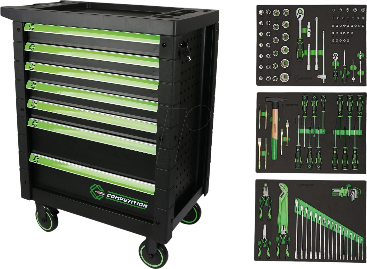 KS Tools 512.3119 7-szufladowy w&oacute;zek narzędziowy COMPETITION z 119-częściowymi narzędziami premium