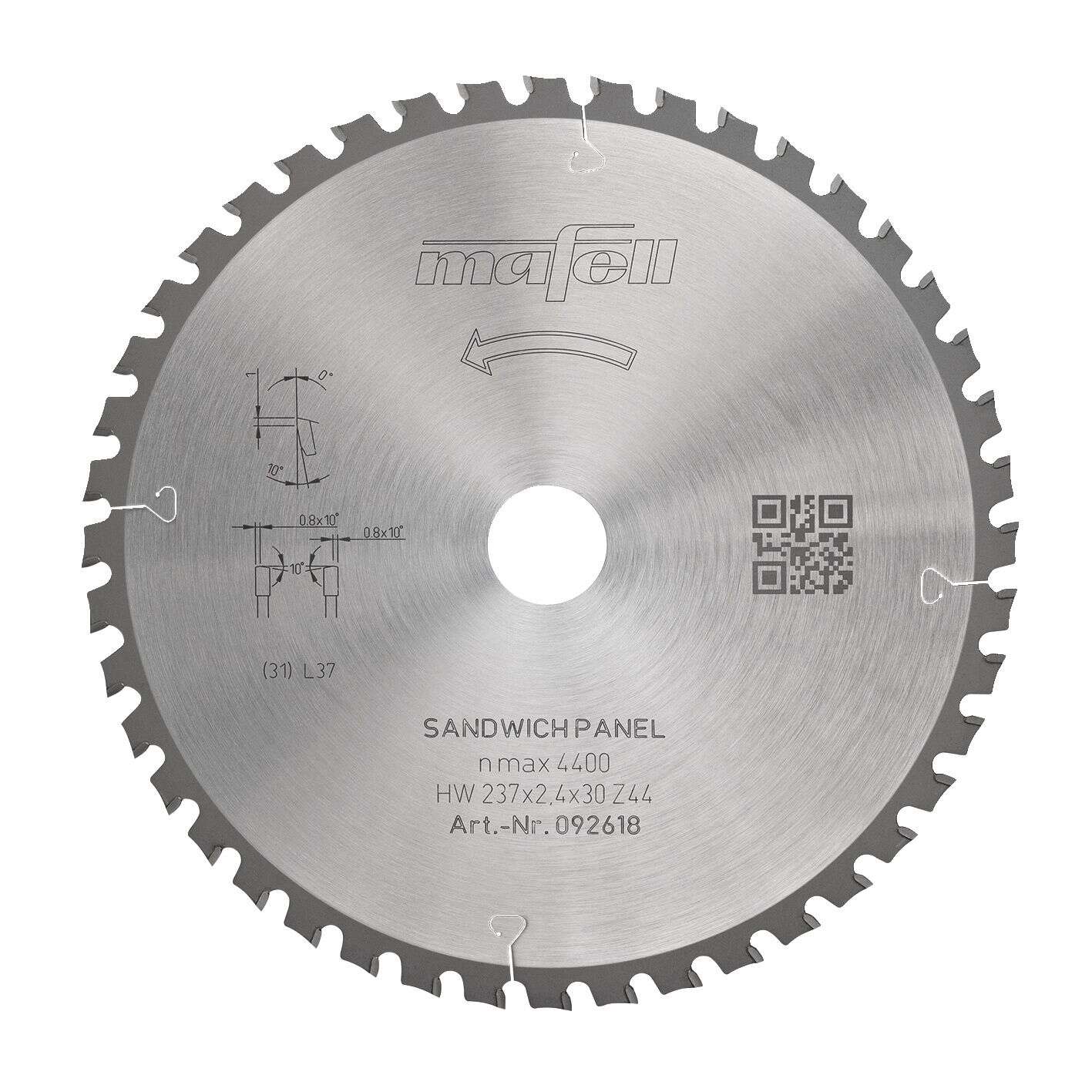 Mafell Akcesoria 092618 KSB-SP 237 Piła tarczowa HW, 237 x 2,4 x 30 mm T44 WZFA do paneli warstwowych