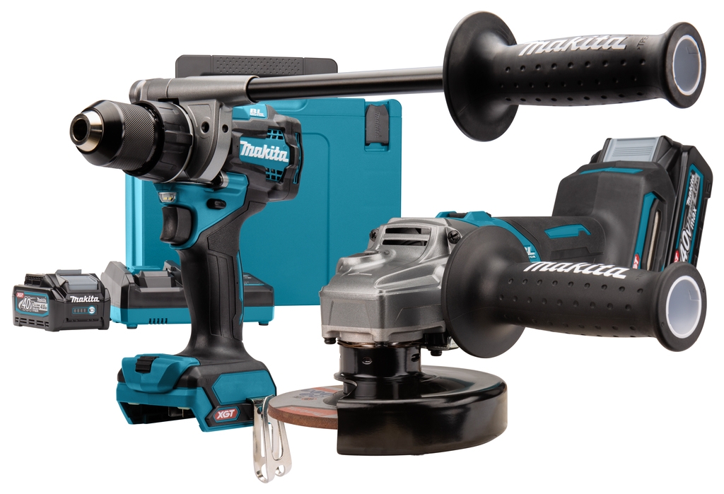 Makita DK0124G201 Zestaw kombi - DF001G akumulatorowa wiertarka + GA005 szlifierka 40V Max 4.0Ah Li-Ion w Makpac