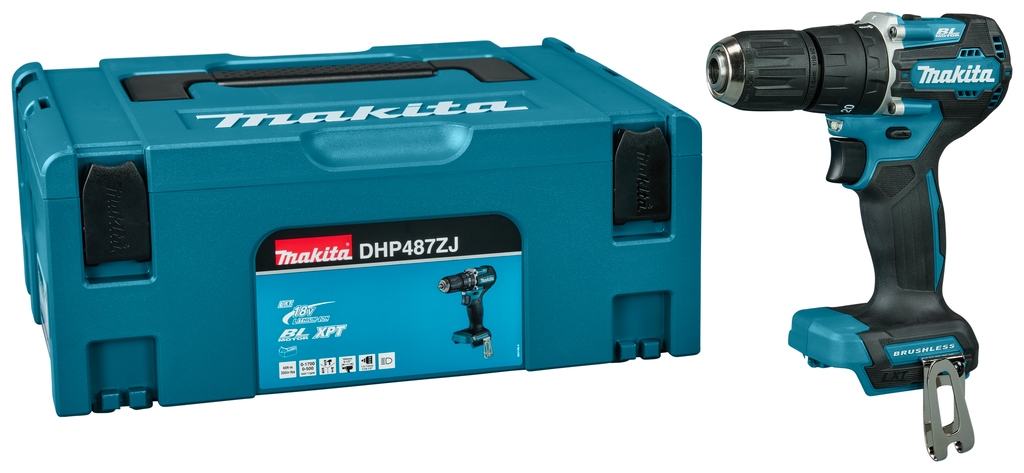 Makita DHP487ZJ Wiertarka udarowa bezszczotkowa 18 V bez akumulatorów i ładowarki w zestawie Mbox
