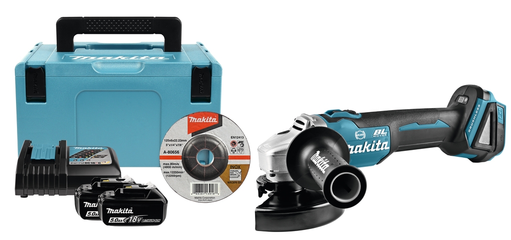 Makita DGA506RTJ 18V 5.0Ah Li-Ion Szlifierka kątowa 125 mm z hamulcem elektrycznym