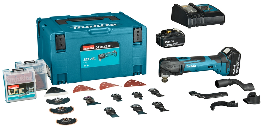 Makita DTM51RTJX3 Narzędzie wielofunkcyjne 18 Volt 5,0 AH Li-ion + zestaw akcesoriów