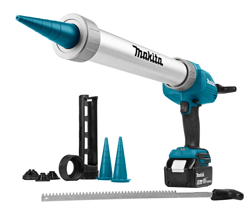 Makita DCG180RTX Akumulatorowy wyciskacz do kleju i silikonu 18V + 2 uchwyty kartusza (A 300ml + B 600ml)