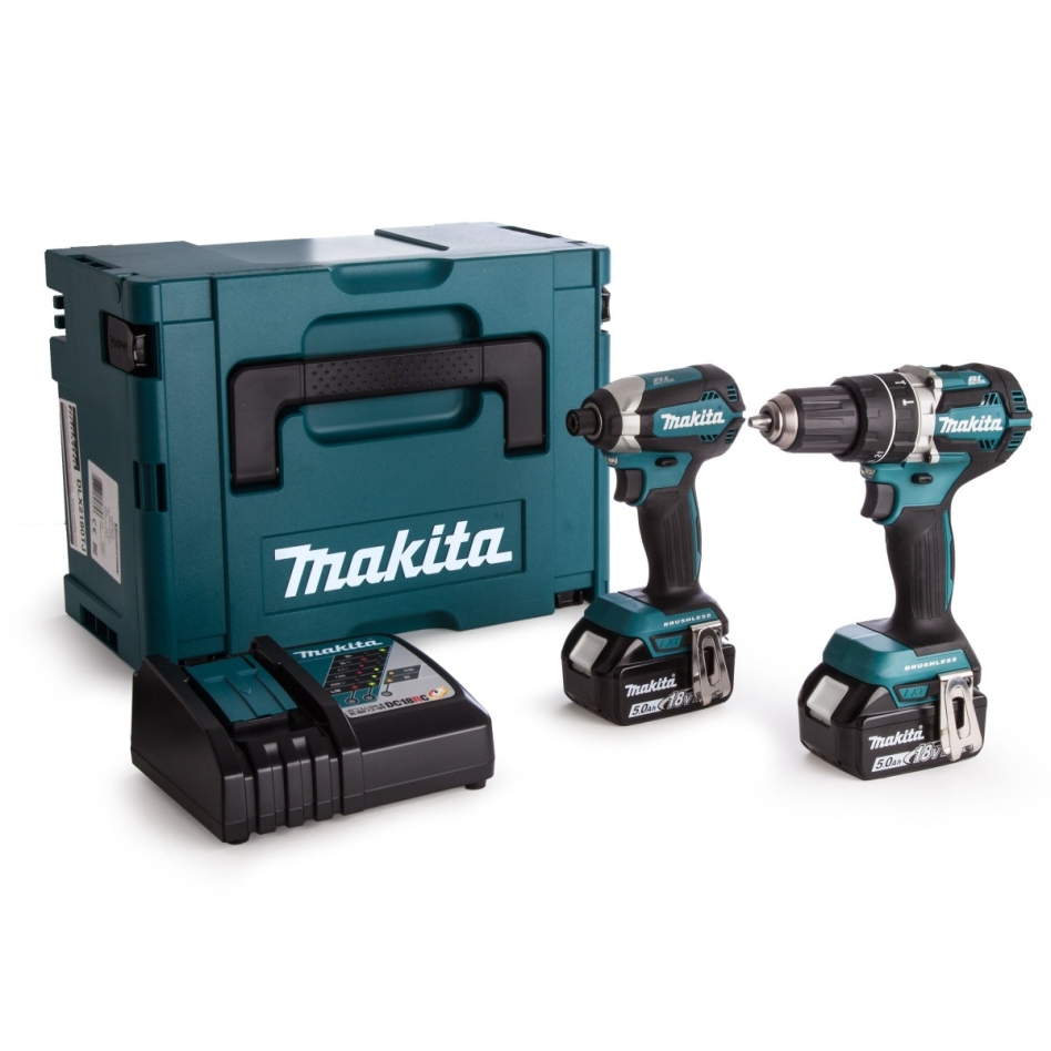 Makita DLX2180TJ - DHP484 Akumulatorowa wiertarko-wkrętarka udarowa + DTD153 Klucz udarowy 18 Volt 5,0 Ah Li-ion