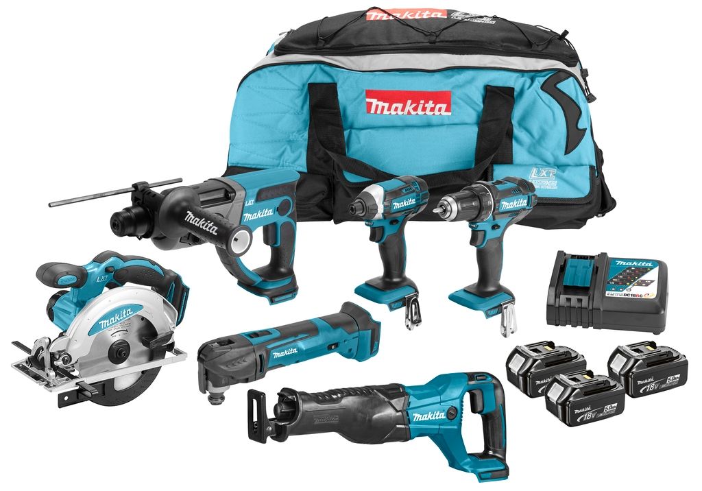 Makita DLX6038T Zestaw DDF482|DTD152|DHR202|DJR186|DSS610|DTM51 18 V 5,0 Ah litowo-jonowy