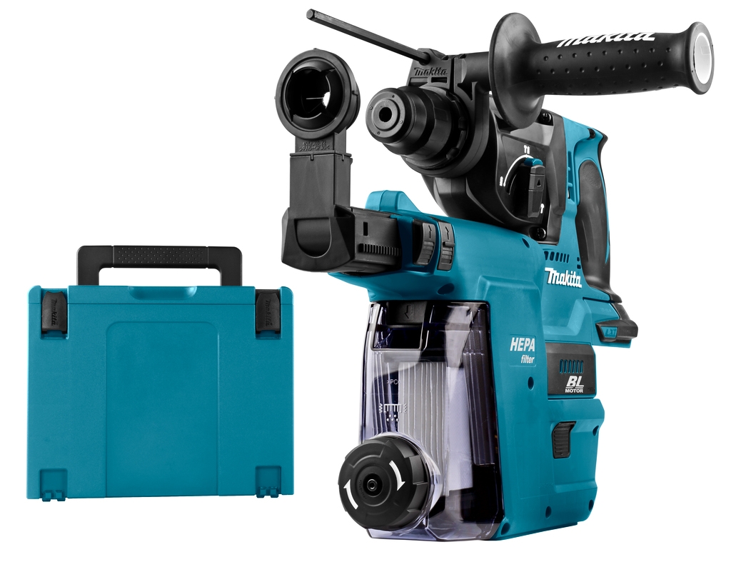 Makita DHR242ZJW Młotowiertarka z funkcją kucia 18 Volt + odciąg DX06 bez baterii i ładowarki