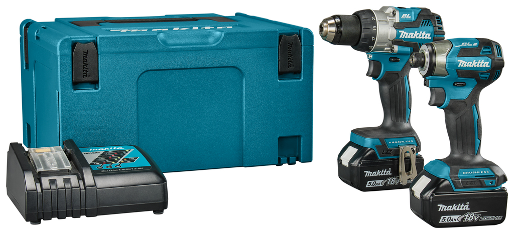 Makita DLX2527TJ Zestaw - Wiertarko-wkrętarka akumulatorowa DDF489 + wkrętarka udarowa akumulatorowa DTD173 18 V, 5,0 Ah, litowo-jonowa w zestawie Mbox