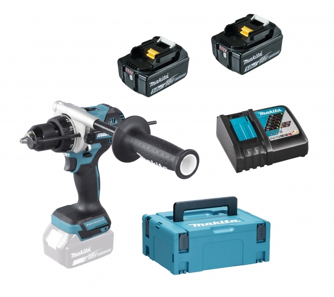 Makita DHP492RTJ Wiertarko-wkrętarka udarowa LXT 18V 2x 5,0 Ah i szybka ładowarka w zestawie Mbox