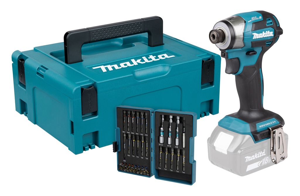 Makita DTD173ZJX2 Akumulatorowa wkrętarka udarowa LXT 18V bez akumulatora i ładowarki w zestawie Mbox + zestaw bit&oacute;w Impact Premier