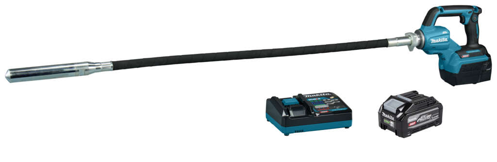 Makita VR004GU101 Wibrator do betonu XGT 40V Max z akumulatorem, 1200 mm, 1 akumulator 40 V 4,0 Ah i szybka ładowarka w zestawie