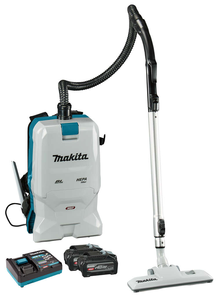 Makita VC011GU202 Odkurzacz plecakowy XGT 40V Max z akumulatorami 2x 4,0 Ah BL4040F i szybką ładowarką w zestawie