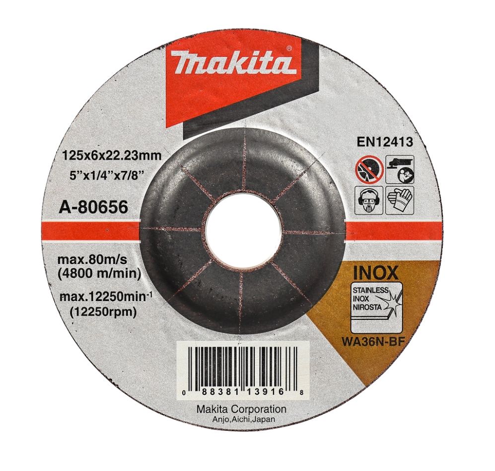 Makita Akcesoria A-80656 Tarcza szlifierska do metalu i stali nierdzewnej 125 x 6 mm