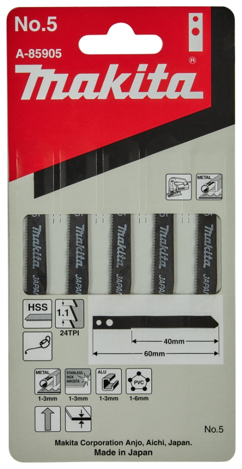 Makita Akcesoria A-85905 Brzeszczot do wyrzynarki NO5 5 sztuk