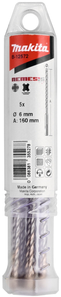 Makita Akcesoria B-12572 P4S: Wiertło do betonu SDS-Plus 6x160mm