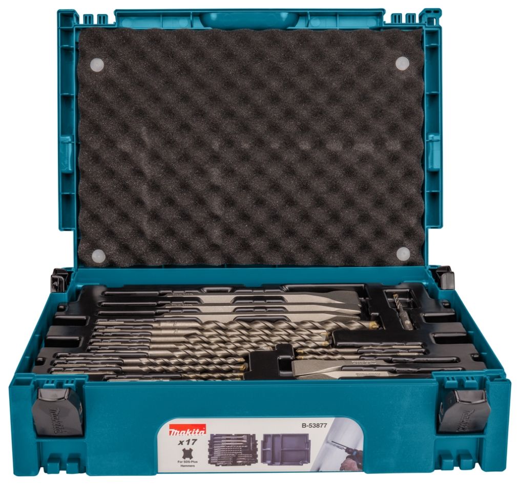 Makita Akcesoria B-53877 Zestaw wierteł/przecinaków SDS-PLUS 17-częściowy w skrzynce Makpac nr 1